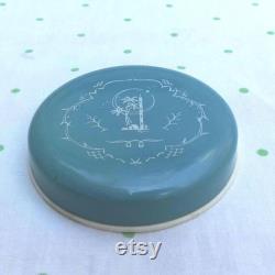 Collectible Powder Box Myrurgia Maderas de Oriente Vintage Powder Compact Discontinued Pale Blue with Arabesque Design