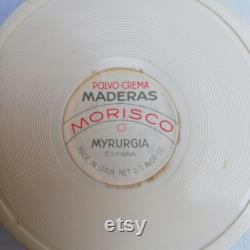 Collectible Powder Box Myrurgia Maderas de Oriente Vintage Powder Compact Discontinued Pale Blue with Arabesque Design