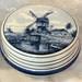 Collectible Vintage Genuine BENSDORP BLOOKER ROYAL Goedewaagendelft Delft Blue Hand Painted Windmill Scene Powder Jar Bowl Made in Holland