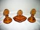 Cottagecore Art Deco Amber Vanity Set Glass New Martinsville Perfume Powder Box