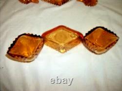 Cottagecore Art Deco Amber Vanity Set Glass New Martinsville Perfume Powder Box