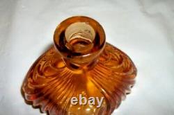 Cottagecore Art Deco Amber Vanity Set Glass New Martinsville Perfume Powder Box