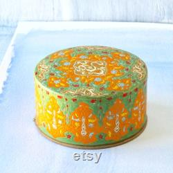 Coty Emeraude Perfume Powder Containers, Chinoiserie, Persian Floral Design, Vanity Decor