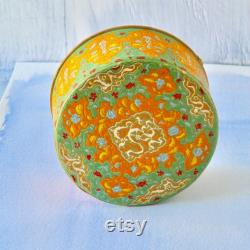 Coty Emeraude Perfume Powder Containers, Chinoiserie, Persian Floral Design, Vanity Decor