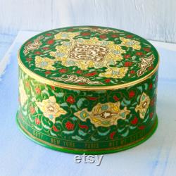 Coty Emeraude Perfume Powder Containers, Chinoiserie, Persian Floral Design, Vanity Decor