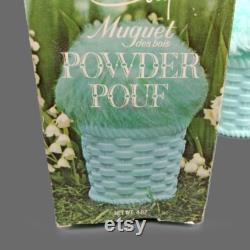 Coty Muguet des Bois Powder Pouf Puff withOriginal Box and Powder, Vintage Vanity