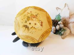 Cream Rose Powder Case Powder Puff, Vintage Floral Design Dish, Made in Japan, Vanity Accessory