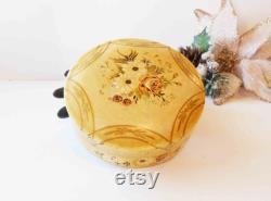 Cream Rose Powder Case Powder Puff, Vintage Floral Design Dish, Made in Japan, Vanity Accessory