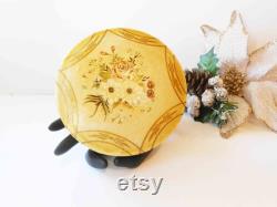 Cream Rose Powder Case Powder Puff, Vintage Floral Design Dish, Made in Japan, Vanity Accessory