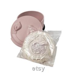 Crowning Touch Art Nouveau Calla Lily Powder Box with Original Puff Made in Japan Vintage