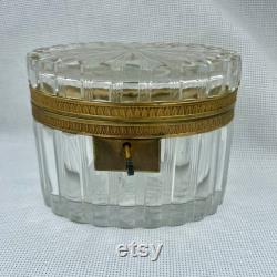 Crystal Casket Casket with Hinged Lid and Key Made in France