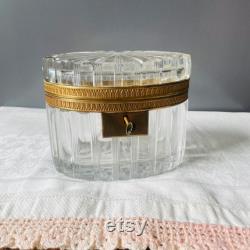 Crystal Casket Casket with Hinged Lid and Key Made in France