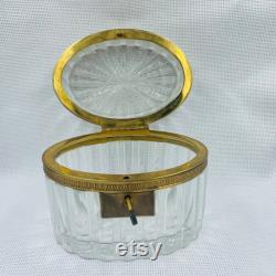 Crystal Casket Casket with Hinged Lid and Key Made in France