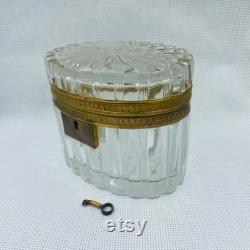 Crystal Casket Casket with Hinged Lid and Key Made in France