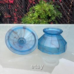 Davidson Blue Cloud Glass Lidded Powder Jar, Pattern 283, Trinket Pot Made in England 1933, Immaculate Condition, Ideal Gift 5 x 5.5