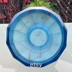 Davidson Blue Cloud Glass Lidded Powder Jar, Pattern 283, Trinket Pot Made in England 1933, Immaculate Condition, Ideal Gift 5 x 5.5