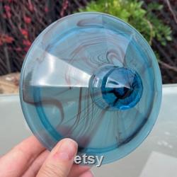 Davidson Blue Cloud Glass Lidded Powder Jar, Pattern 283, Trinket Pot Made in England 1933, Immaculate Condition, Ideal Gift 5 x 5.5
