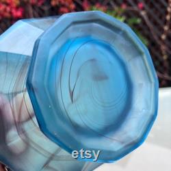 Davidson Blue Cloud Glass Lidded Powder Jar, Pattern 283, Trinket Pot Made in England 1933, Immaculate Condition, Ideal Gift 5 x 5.5