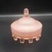 Deco Taussaunt Court Jester Pink Satin Glass Powder Box or Jar Depression Era