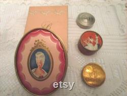 Deco to Retro Richard HUDNUT 1930s-1950s Powder Box Lot Vintage Vanity DuBarry Three Flowers Powder and Rouge Compact Set Tiny Deco Tins