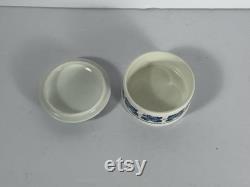 Delfts Jasmyn Holland Porcelain Flow Blue Powder Jar Dresser Box