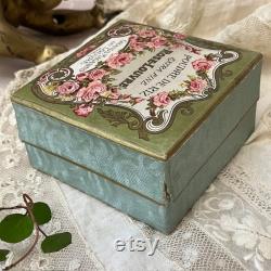 Delicious Antique French Face Rice PoWDER BOX ROSE-LOUVRE PARiS Shade Blanche White Superb Decor and Moiré Open but Still Full Free Ship