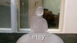 Depression Era Frosted Glass Figural Powder Jar