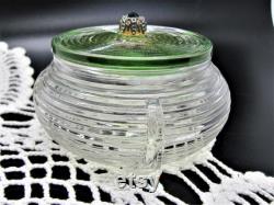 Depression Era Glass Vanity Jar or Powder Jar with Lid