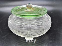 Depression Era Glass Vanity Jar or Powder Jar with Lid
