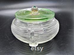 Depression Era Glass Vanity Jar or Powder Jar with Lid