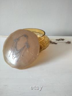 Depression glass, amber colored, powder dish trinket dish