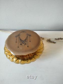 Depression glass, amber colored, powder dish trinket dish