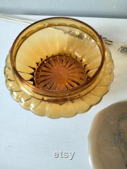 Depression glass, amber colored, powder dish trinket dish