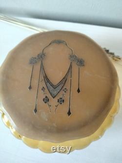 Depression glass, amber colored, powder dish trinket dish