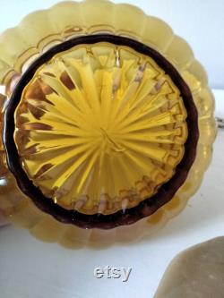 Depression glass, amber colored, powder dish trinket dish