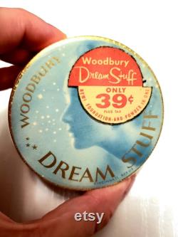 Dream Stuff WOODBURY Face Powder Box Dreamy Blue Art Deco Celestial Stars Powder Box 40s Beauty Vanity Cosmetics Makeup Collector Gift RARE