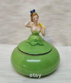 Dresser Doll Powder Dish, Made in Bavaria, 4 diameter x 4.5 tall, Perfect Condition