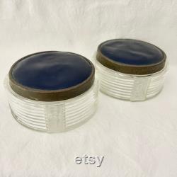 Dresser Vanity Powder Jar with Blue Lid