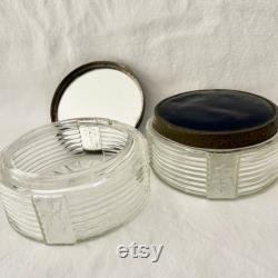 Dresser Vanity Powder Jar with Blue Lid