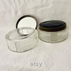 Dresser Vanity Powder Jar with Blue Lid