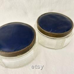 Dresser Vanity Powder Jar with Blue Lid