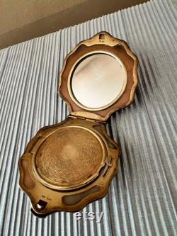 Early 20 th. Century USSR Soviet Women's Silver 875 Compact Powder Box Shell Mirror Signed 92 gr