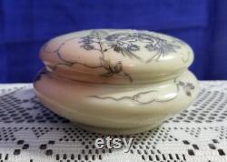 Early Japanese Porcelain Hand-Painted Powder Dresser Jar Repaired
