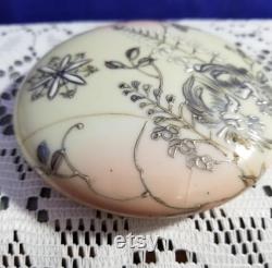 Early Japanese Porcelain Hand-Painted Powder Dresser Jar Repaired