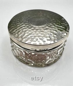 Edwardian 1905 Large Solid Silver Vanity Jar with Puff AM Blanckensee 144g