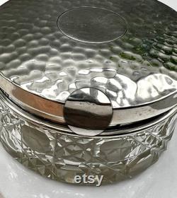 Edwardian 1905 Large Solid Silver Vanity Jar with Puff AM Blanckensee 144g