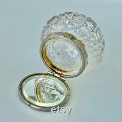 Edwardian Malachite and cut glass vanity jar with mirror c 1900, semi precious lucky stone