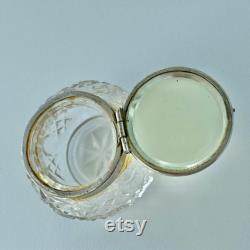 Edwardian Malachite and cut glass vanity jar with mirror c 1900, semi precious lucky stone