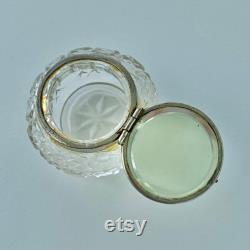 Edwardian Malachite and cut glass vanity jar with mirror c 1900, semi precious lucky stone