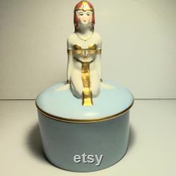 Egyptian Fulper Powder box, Fulper Doll, Powder box, Vintage Fulper powder box, Egyptian doll box, jewelry box,